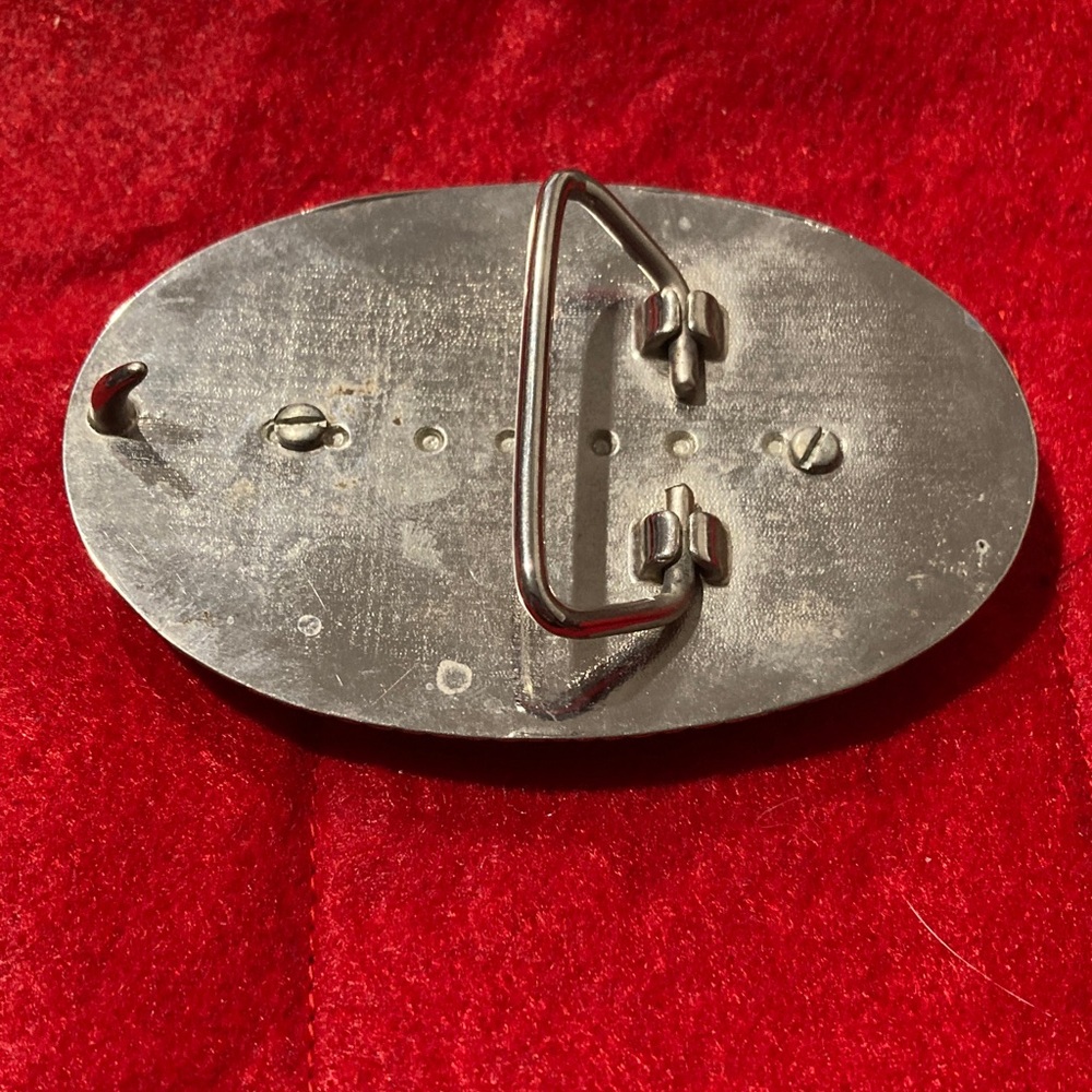 Vintage Style Silver-Tone Teal Oval belt buckle - Picture 2 of 4